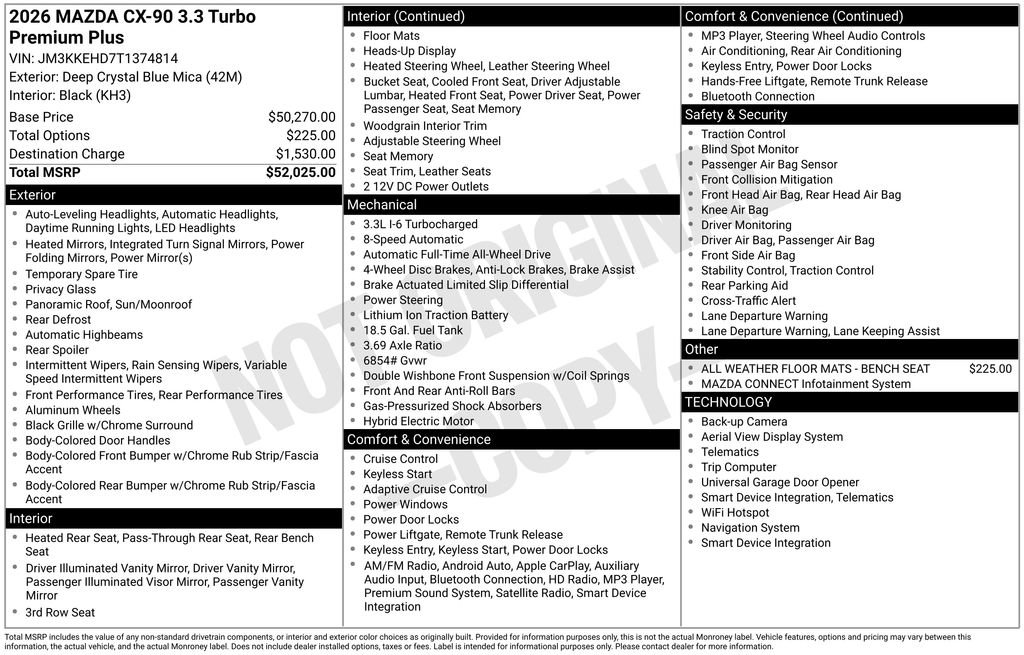 New 2026 MAZDA CX-90 3.3 Turbo w/ Premium Plus Pkg image 2