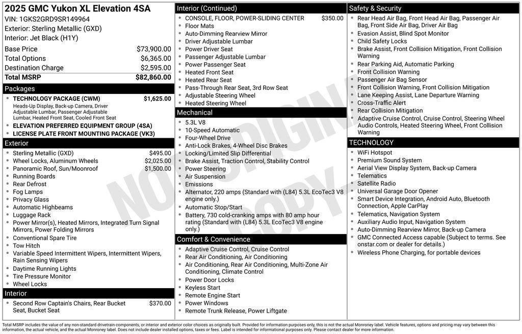 Used 2025 GMC Yukon XL Elevation w/ Technology Package AWD/4WD image 5