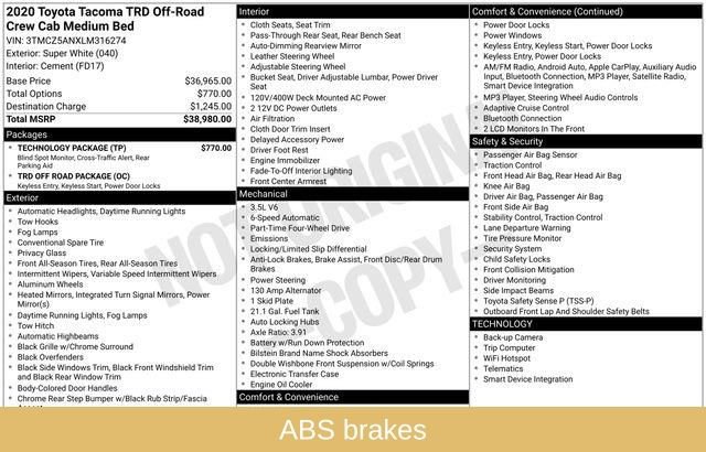 Used 2020 Toyota Tacoma TRD Off-Road w/ Technology Package image 7