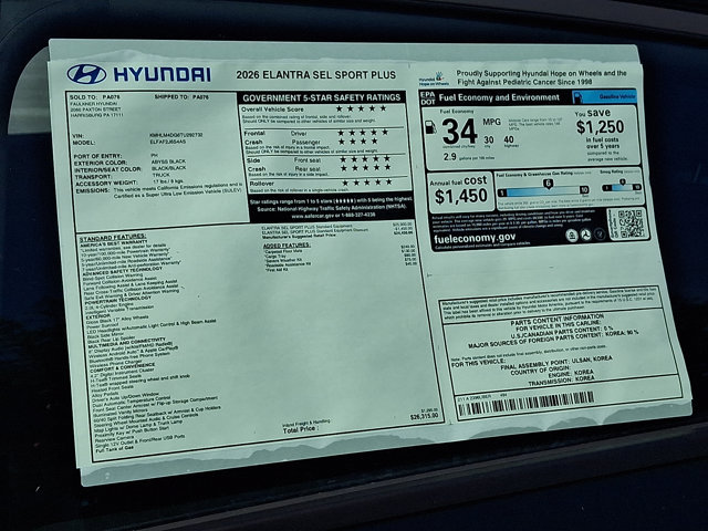 New 2026 Hyundai Elantra SEL Sport FWD image 22