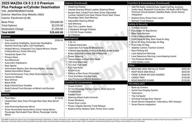 Certified 2025 MAZDA CX-5 AWD 2.5 S w/ Premium Plus Pkg image 42