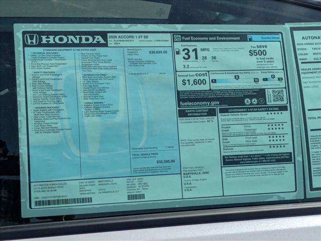 New 2026 Honda Accord SE image 17
