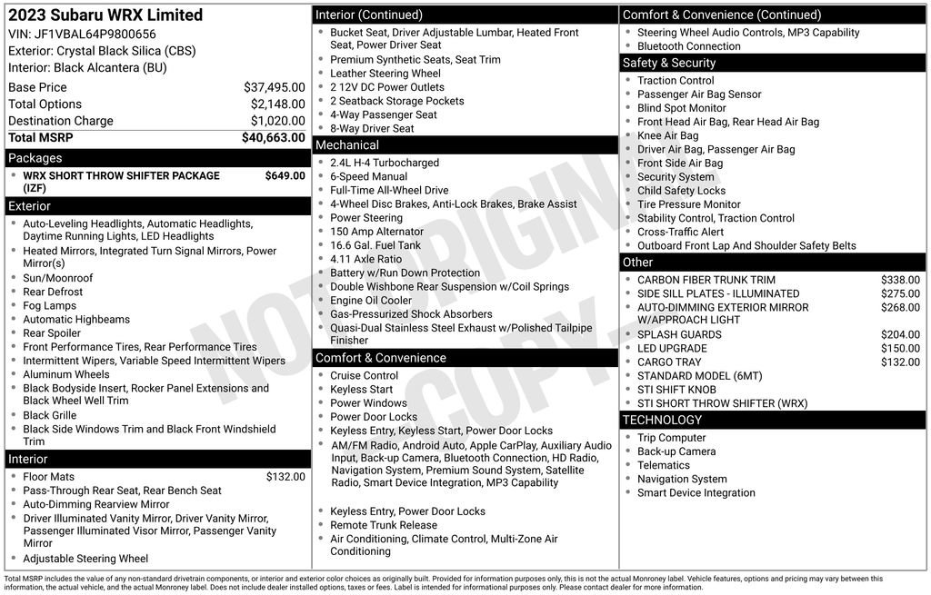 Used 2023 Subaru WRX Limited image 2