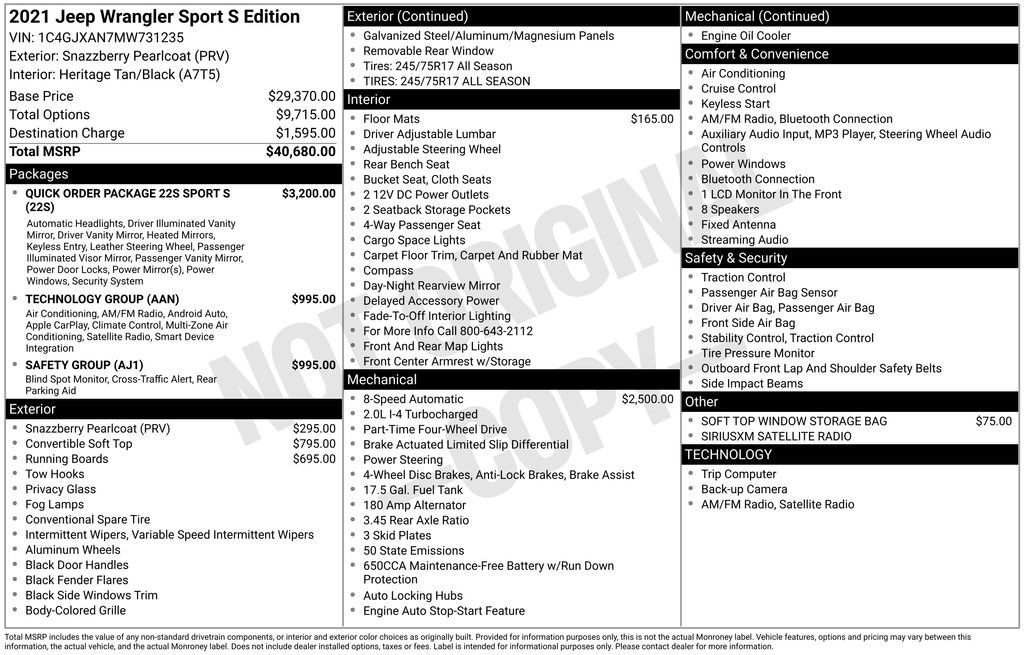 Used 2021 Jeep Wrangler Sport S image 9