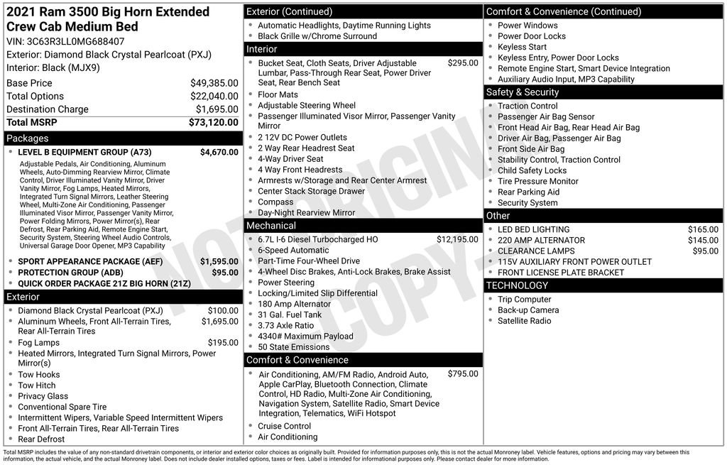 Used 2021 RAM 3500 Big Horn w/ Level B Equipment Group image 6
