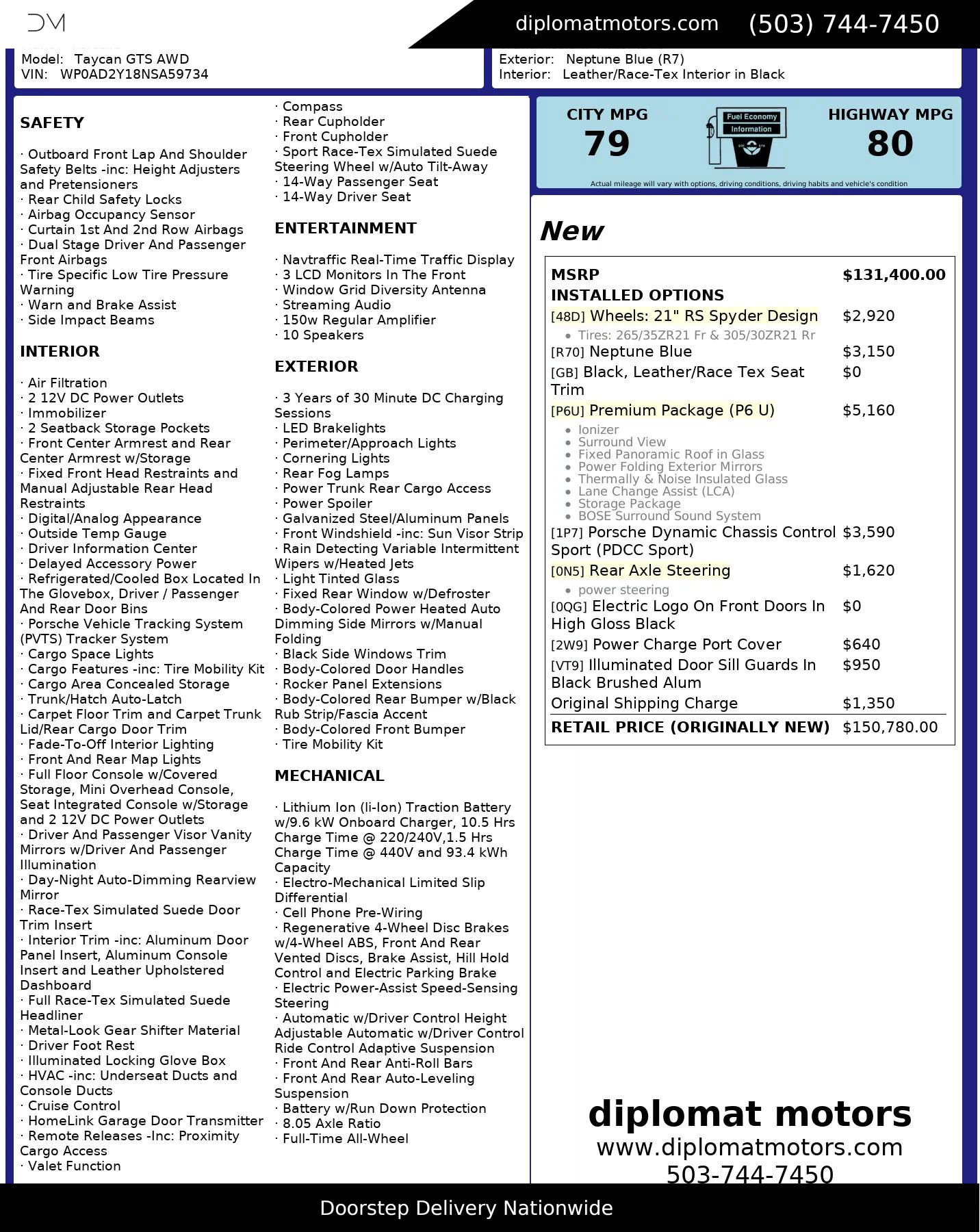 Used 2022 Porsche Taycan GTS w/ Premium Package (P6U) image 2