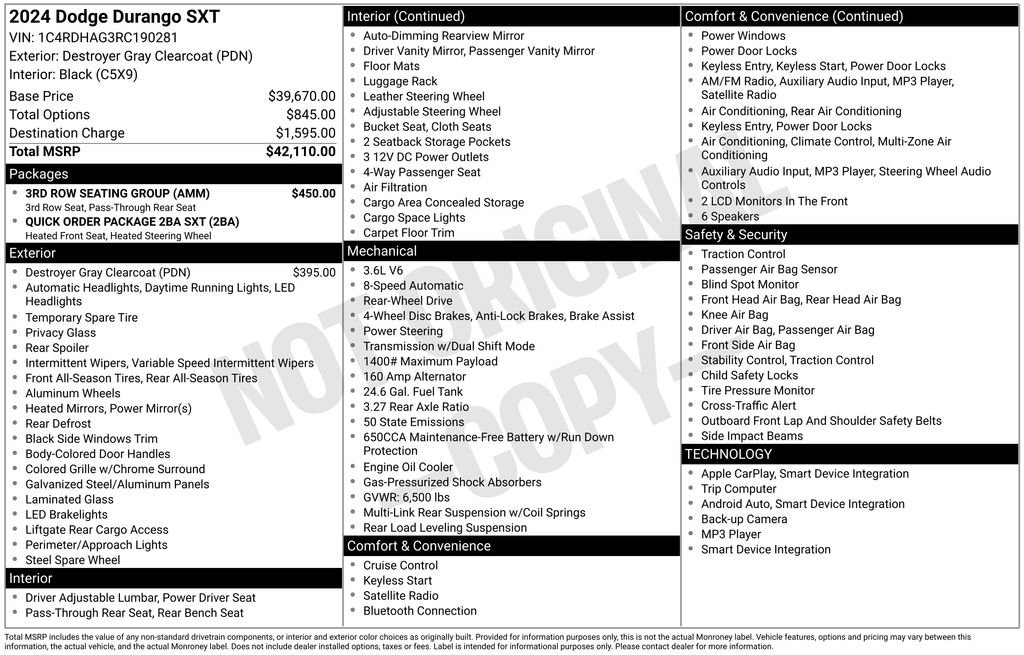 Used 2024 Dodge Durango SXT w/ 3rd Row Seating Group image 8