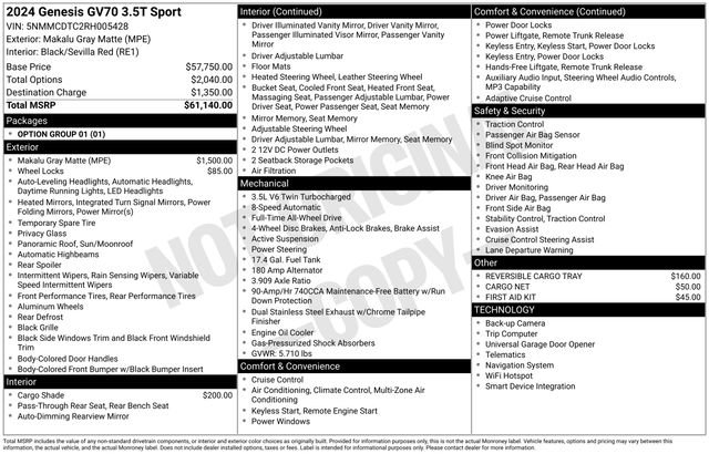 Certified 2024 Genesis GV70 3.5T Sport image 2