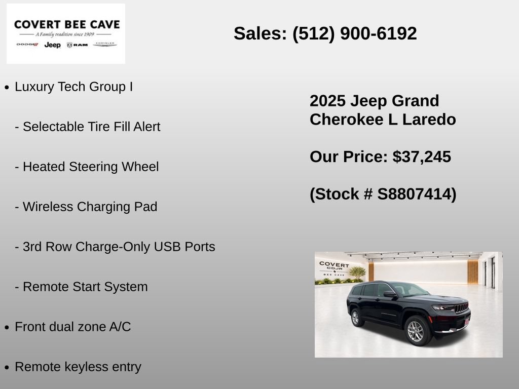 New 2025 Jeep Grand Cherokee L Laredo w/ Luxury Tech Group I RWD image 13