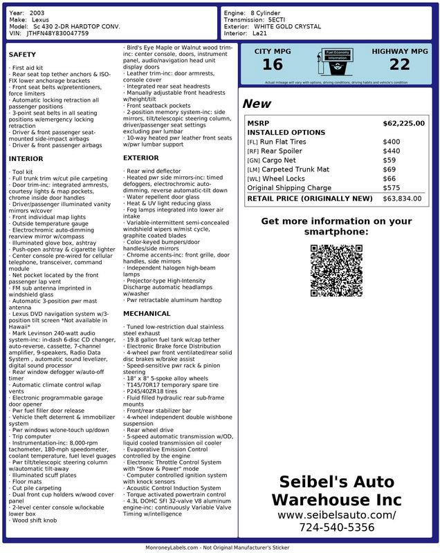Used 2003 Lexus SC 430 Convertible image 2