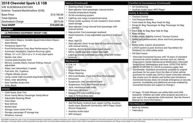 Certified 2018 Chevrolet Spark LS FWD image 5