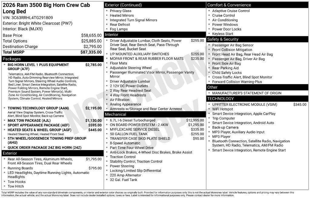 New 2026 RAM 3500 Big Horn AWD/4WD image 44