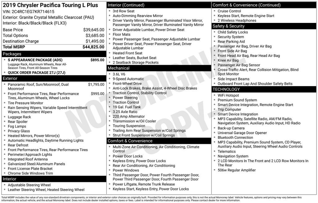 Used 2019 Chrysler Pacifica Touring-L Plus w/ S Appearance Package image 15