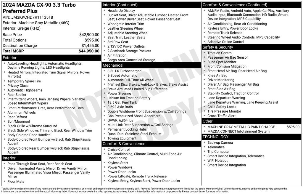 Certified 2024 MAZDA CX-90 3.3 Turbo w/ Preferred Plus AWD/4WD image 42