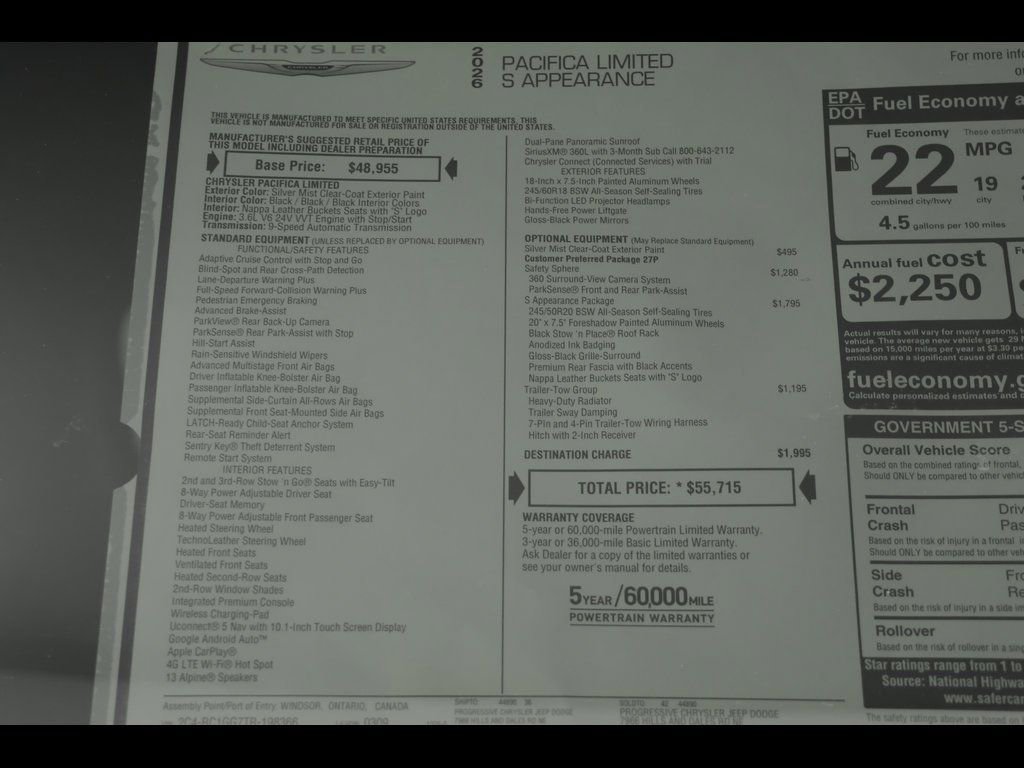 New 2026 Chrysler Pacifica Limited w/ S Appearance Package image 27