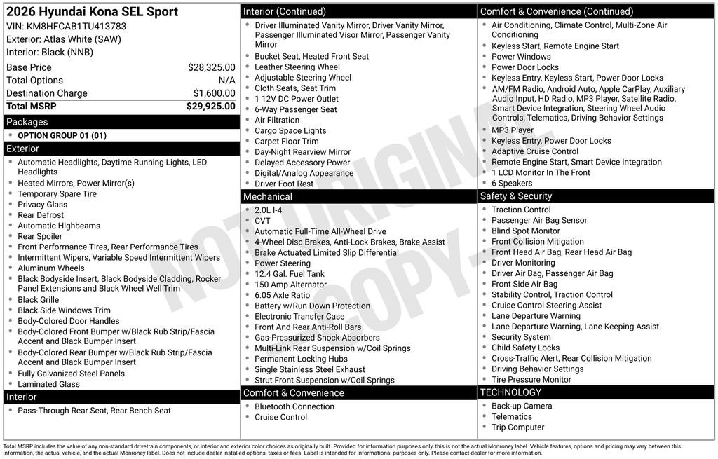 New 2026 Hyundai Kona SEL Sport AWD/4WD image 5