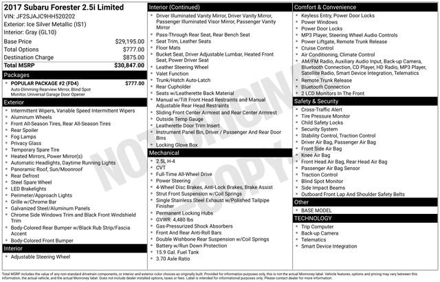 Used 2017 Subaru Forester 2.5i Limited w/ Popular Package #2 image 5
