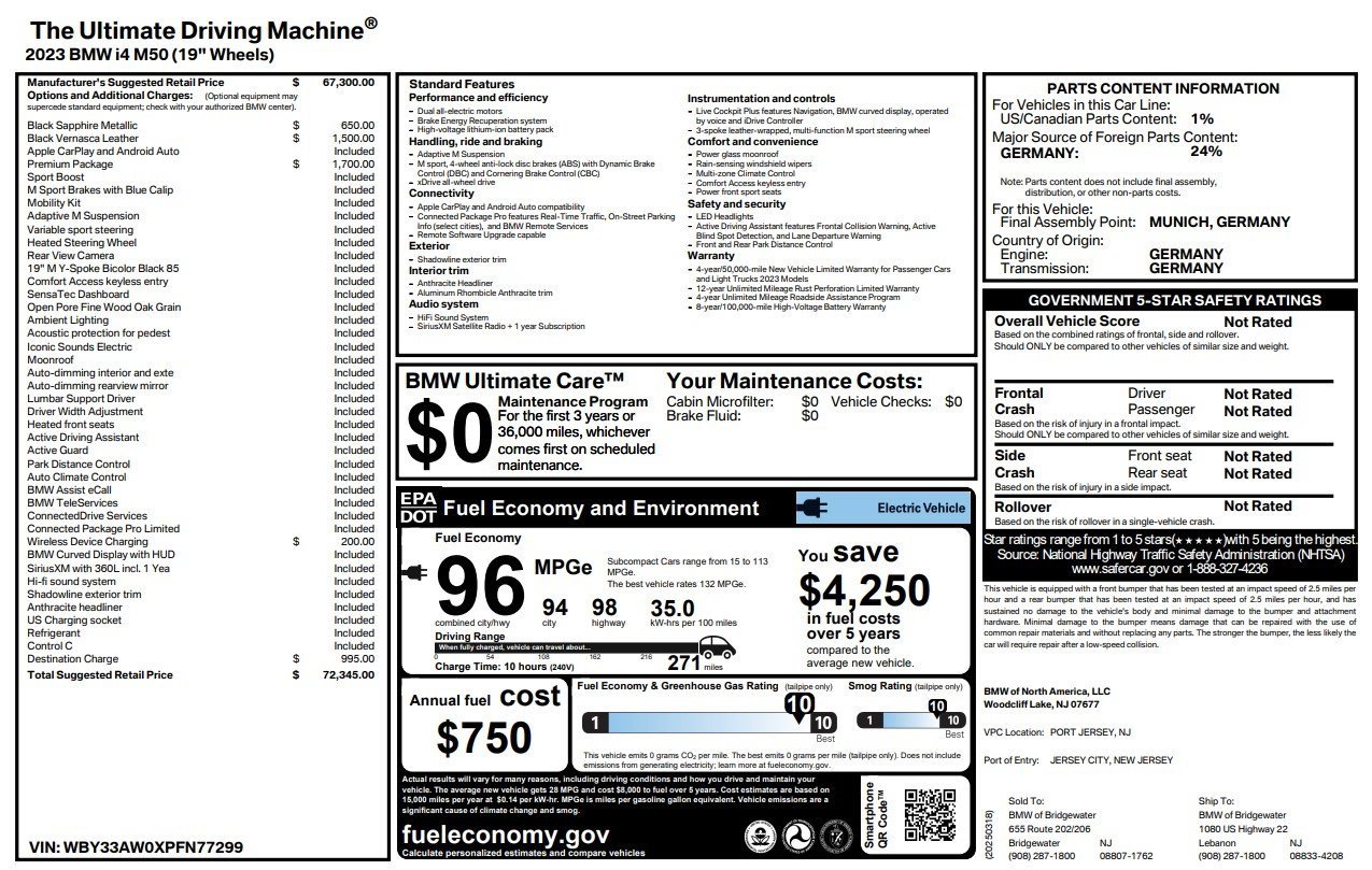 Used 2023 BMW i4 M50 w/ Premium Package image 2