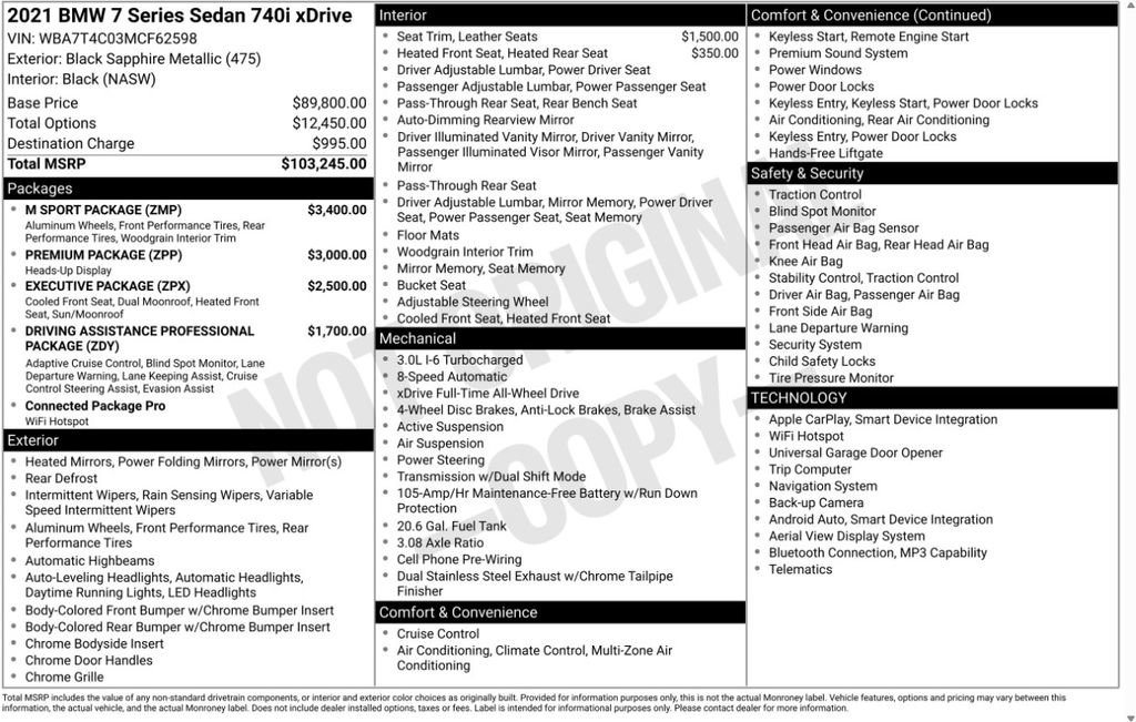 Used 2021 BMW 740i xDrive w/ M Sport Package AWD/4WD image 6