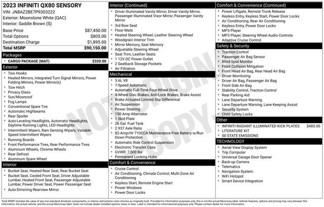 Used 2023 INFINITI QX80 Sensory w/ Cargo Package image 3