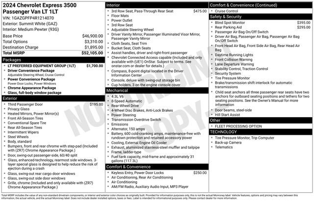 Certified 2024 Chevrolet Express 3500 LT w/ LT Preferred Equipment Group image 6