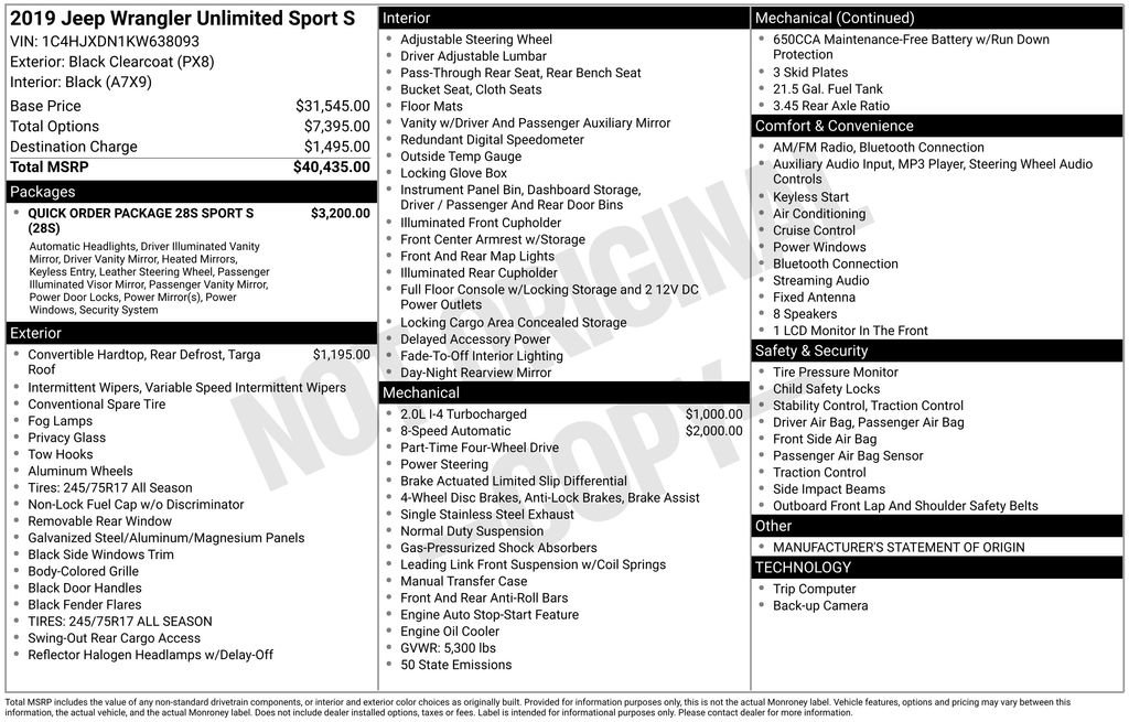 Used 2019 Jeep Wrangler Unlimited Sport S image 11