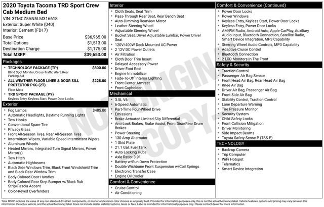 Used 2020 Toyota Tacoma TRD Sport w/ Technology Package AWD/4WD image 10