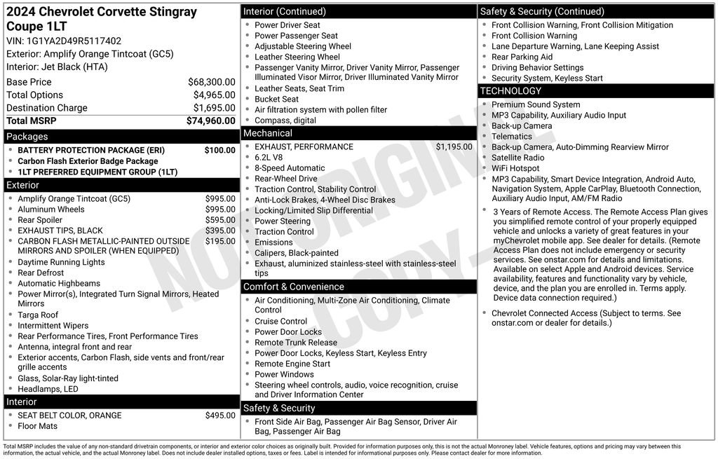 Used 2024 Chevrolet Corvette Stingray Coupe w/ Battery Protection Package RWD image 34