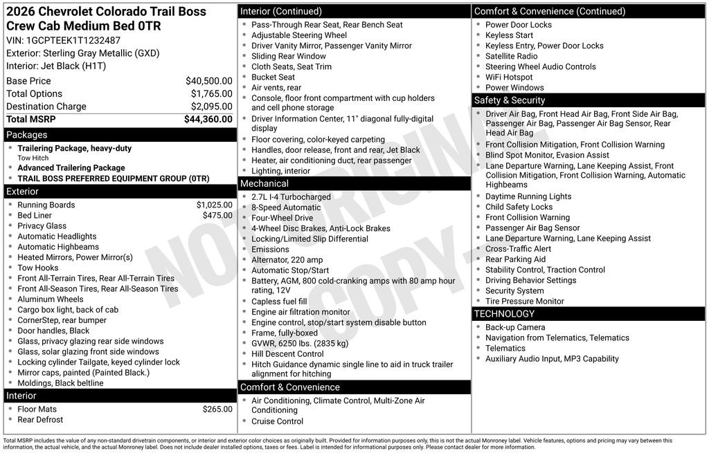 New 2026 Chevrolet Colorado Trail Boss AWD/4WD image 11