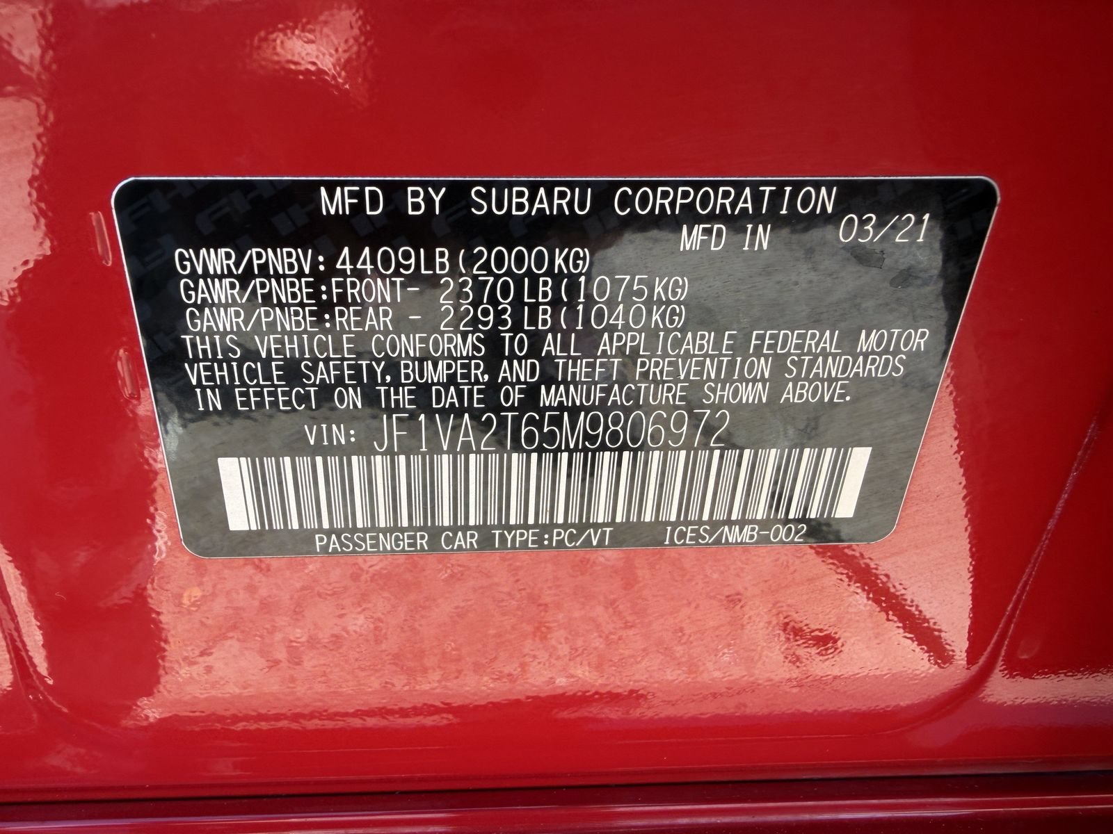 Used 2021 Subaru WRX STI Limited AWD/4WD image 32