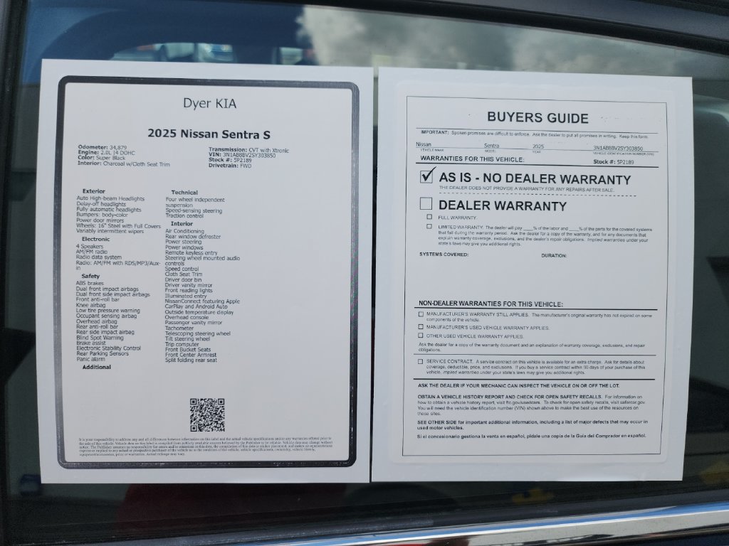 Used 2025 Nissan Sentra S FWD image 24