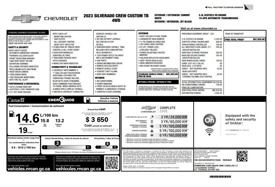 Certified 2023 Chevrolet Silverado 1500 Custom Trail Boss AWD/4WD image 33