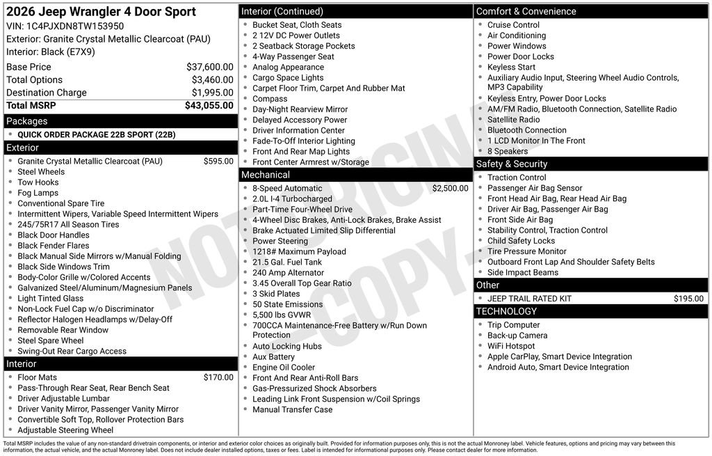 New 2026 Jeep Wrangler Sport image 6