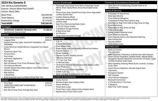 Certified 2024 Kia Sorento S w/ Panoramic Sunroof Package FWD image 33