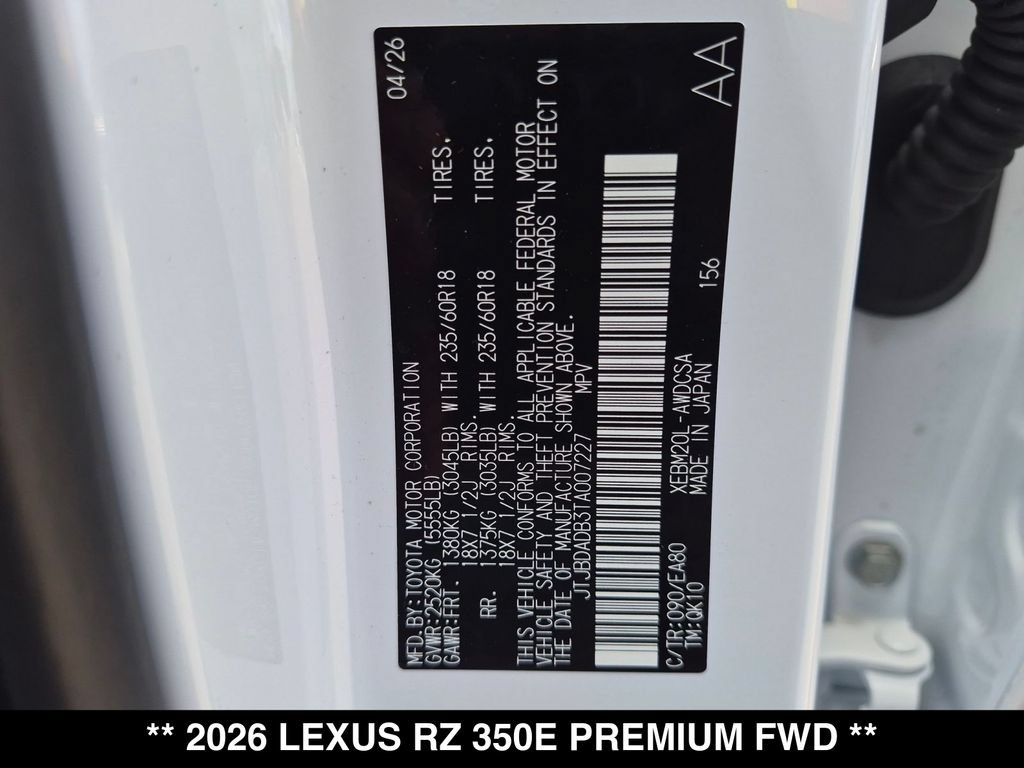 New 2026 Lexus RZ 350e 2WD w/ Convenience Package image 19