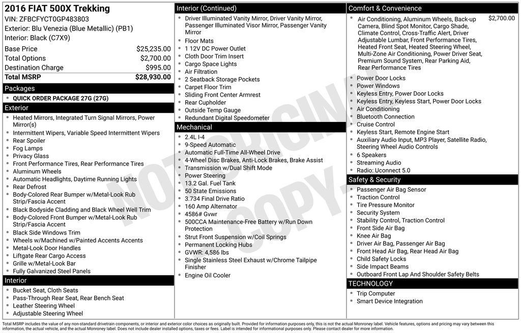 Used 2016 FIAT 500X Trekking image 39