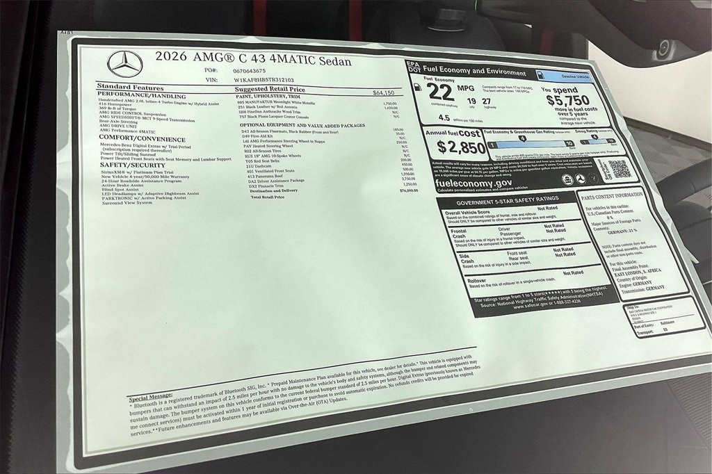 New 2026 Mercedes-Benz C 43 AMG 4MATIC Sedan image 13