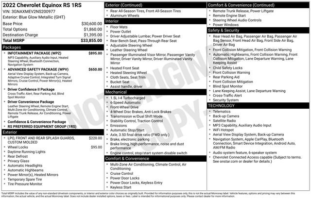 Used 2022 Chevrolet Equinox RS w/ Infotainment Package FWD image 7