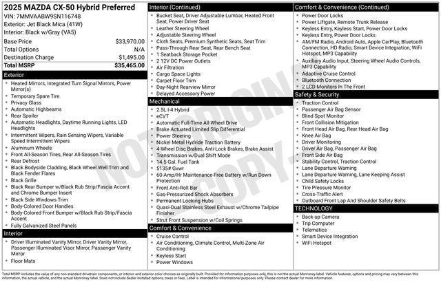 Certified 2025 MAZDA CX-50 2.5 Hybrid w/ Preferred Pkg image 6