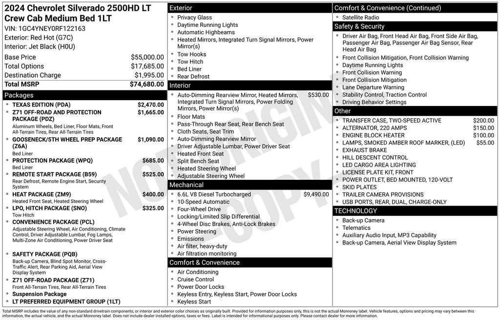 Used 2024 Chevrolet Silverado 2500 LT w/ Texas Edition AWD/4WD image 13