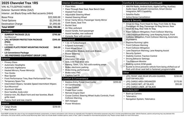 Used 2025 Chevrolet Trax RS w/ Sunroof Package FWD image 40