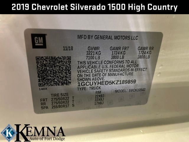 Used 2019 Chevrolet Silverado 1500 High Country image 34