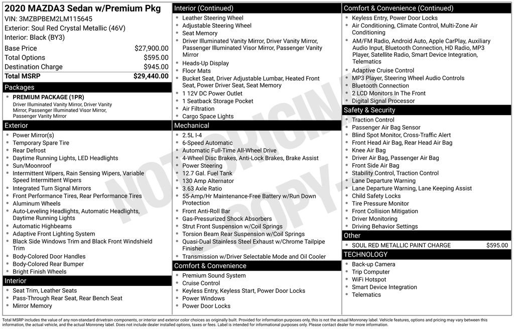 Used 2020 MAZDA MAZDA3 AWD Sedan w/ Premium Package image 36