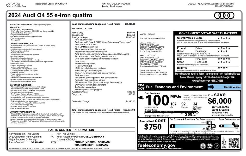 Used 2024 Audi Q4 e-tron Prestige AWD/4WD image 4