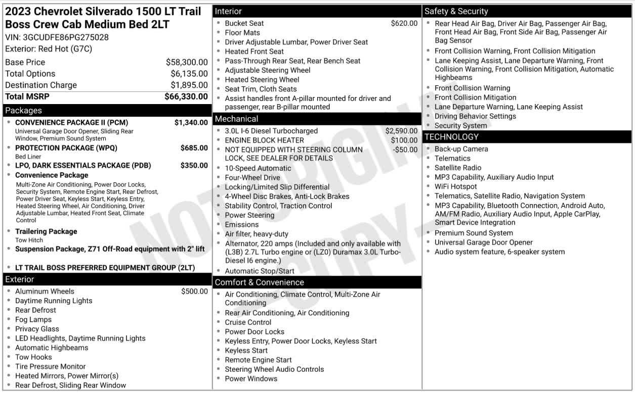 Used 2023 Chevrolet Silverado 1500 LT Trail Boss w/ Convenience Package II AWD/4WD image 10