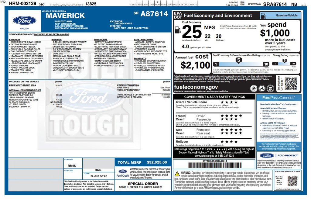 Used 2025 Ford Maverick XLT w/ Equipment Group 302A AWD/4WD image 3
