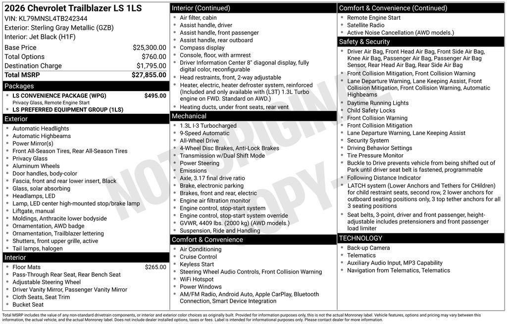 New 2026 Chevrolet TrailBlazer LS w/ LS Convenience Package AWD/4WD image 3
