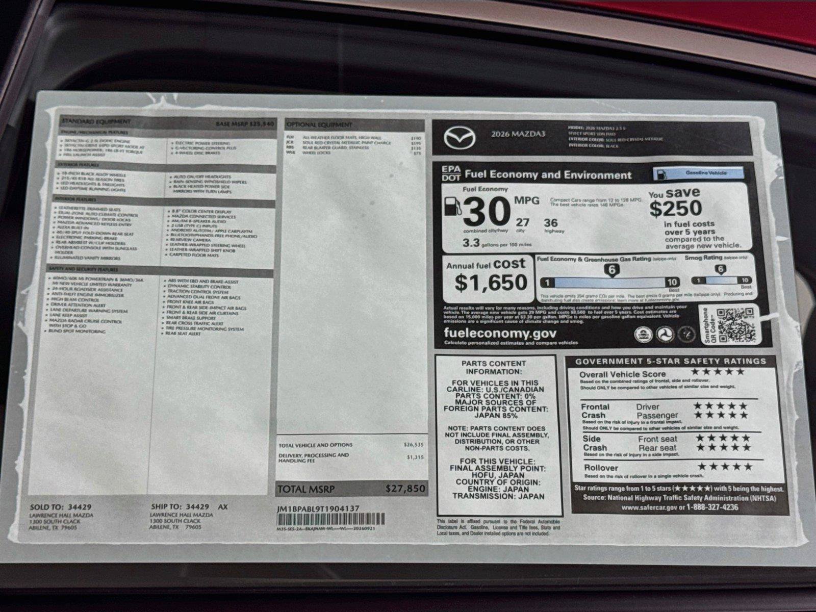 New 2026 MAZDA MAZDA3 s Sport FWD image 20