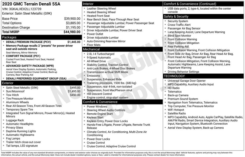 Used 2020 GMC Terrain Denali w/ Denali Premium Package AWD/4WD image 3