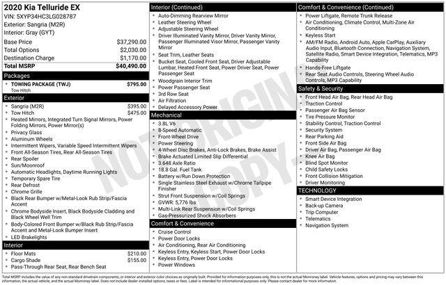 Used 2020 Kia Telluride EX w/ Towing Package image 32